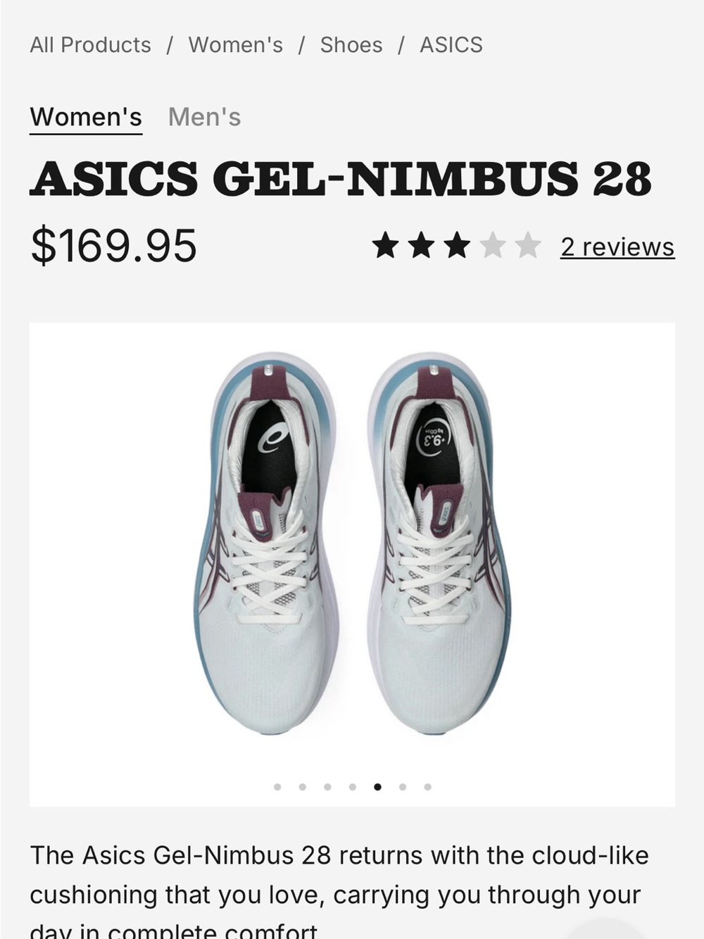 NWT Asics Gel Nimbus 28 Women's Running Sneakers - Size 7 - Picture 2 of 7